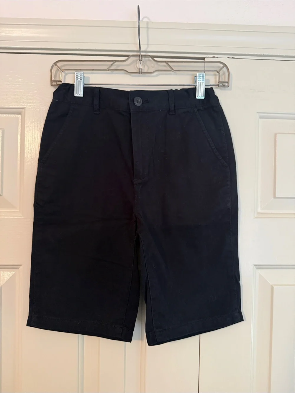 Youth Black Flat-Front Casual Shorts